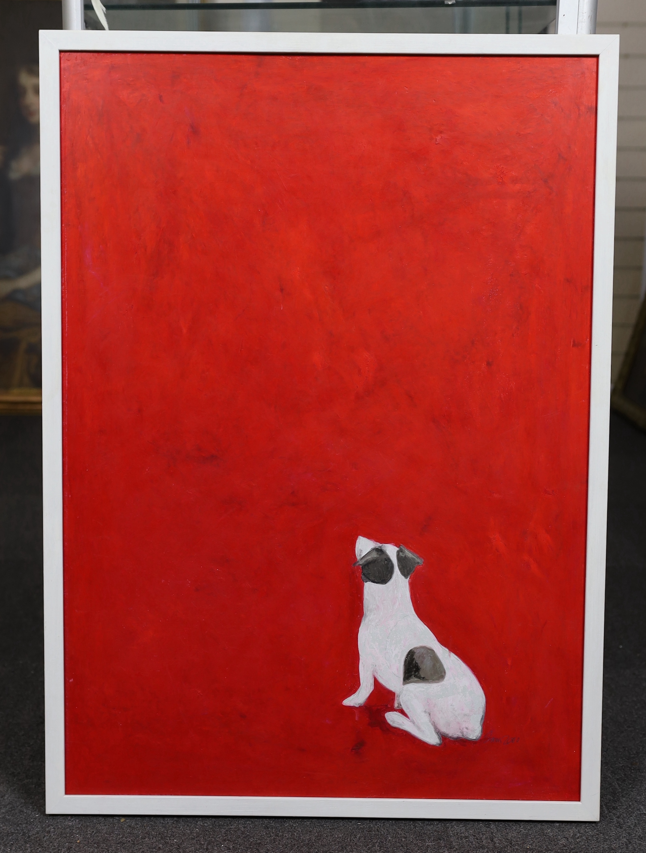 Sam Toft (b.1964), Little Dog Doris, mixed media on board, 83 x 59cm